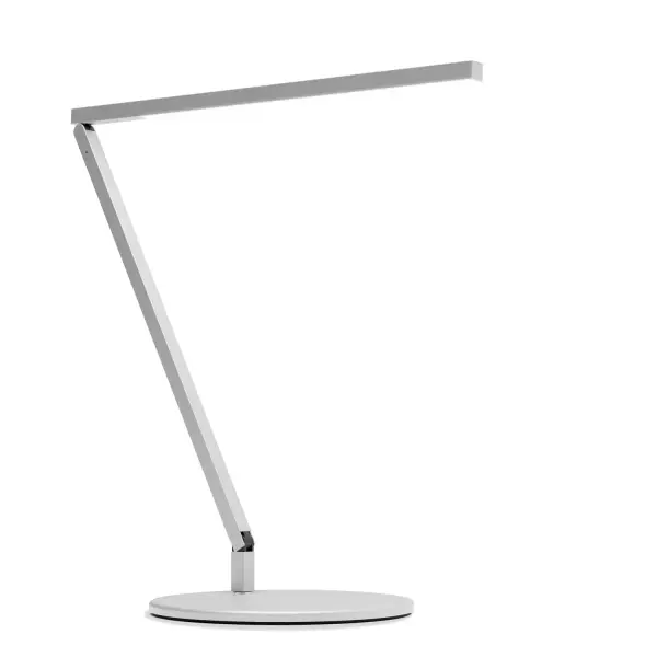 The Z-Bar Solo Gen 4 is a sleek and modern LED desk lamp designed for Minimalists who prefer a single arm articulation that provides a sleek, streamlined look while still providing versatile lighting options. The super-adjustable LED head can be positioned in any direction thanks to its ability to spin in its socket, sweep side to side and rotate around the end of the arm. With the touchstrip located near the LED head, you can easily adjust the brightness to your desired level. Whether you prefer to dim gradually or jump directly to your desired level, the touchstrip makes it easy. The Z-Bar Solo Gen 4 is perfect for any task or activity, providing the perfect lighting for any situation. Collection: Z-Bar Gen 4 Designer: Peter Ng, Keneth Ng, Edmund Ng Finish: Silver Width: 7.50" Height: 16.75" Length: 17.60" Weight: 3.20 lb Maximum Wattage: 8.80 W Bulb Type: LED Bulb Base: Integrated Light Source: LED Light Output: 888.00 lm Color Temperature: 5000 K CRI: 90 Voltage: 120.00 V Material: Aluminum, plastic Country of Origin: Taiwan Safety Listing: UL/cUL LED Manufacturer Warranty: 5 years Spec Sheet