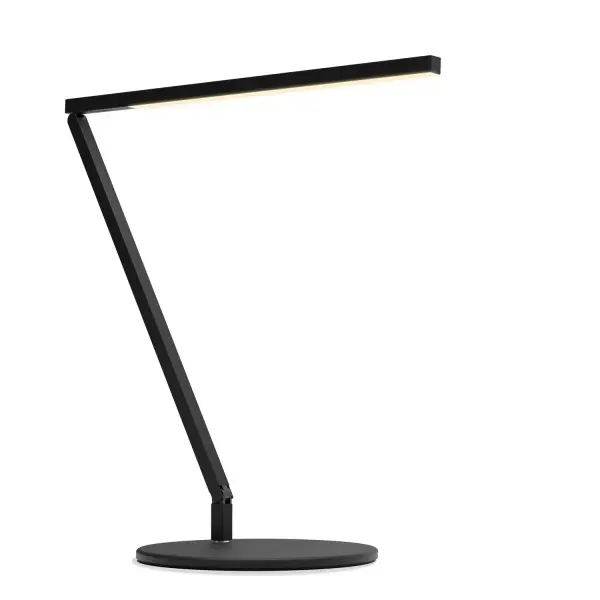 The Z-Bar Solo Gen 4 is a sleek and modern LED desk lamp designed for Minimalists who prefer a single arm articulation that provides a sleek, streamlined look while still providing versatile lighting options. The super-adjustable LED head can be positioned in any direction thanks to its ability to spin in its socket, sweep side to side and rotate around the end of the arm. With the touchstrip located near the LED head, you can easily adjust the brightness to your desired level. Whether you prefer to dim gradually or jump directly to your desired level, the touchstrip makes it easy. The Z-Bar Solo Gen 4 is perfect for any task or activity, providing the perfect lighting for any situation. Collection: Z-Bar Gen 4 Designer: Peter Ng, Keneth Ng, Edmund Ng Finish: Matte Black Width: 7.50" Height: 16.75" Length: 17.60" Weight: 3.20 lb Maximum Wattage: 8.80 W Bulb Type: LED Bulb Base: Integrated Light Source: LED Light Output: 888.00 lm Color Temperature: 3500 K CRI: 90 Voltage: 120.00 V Material: Aluminum, plastic Country of Origin: Taiwan Safety Listing: UL/cUL LED Manufacturer Warranty: 5 years Spec Sheet