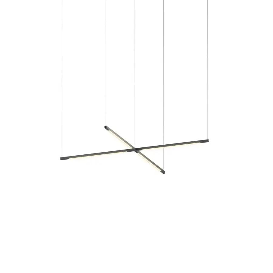 Z-Bar Pendant Cross LED Chandelier in Matte Black