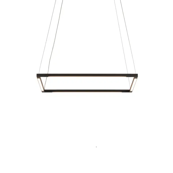 The Z-Bar Square Pendant delivers modern architectural lighting with four independently rotatable LED bars in a compact 18-inch square frame. Its modular design and matte black finish make it a versatile choice for contemporary spaces.