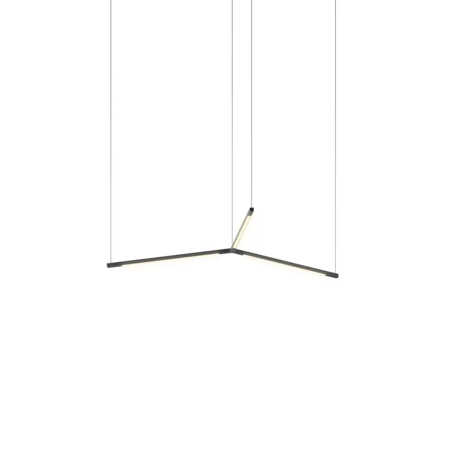Z-Bar Pendant Trio LED Chandelier in Matte Black