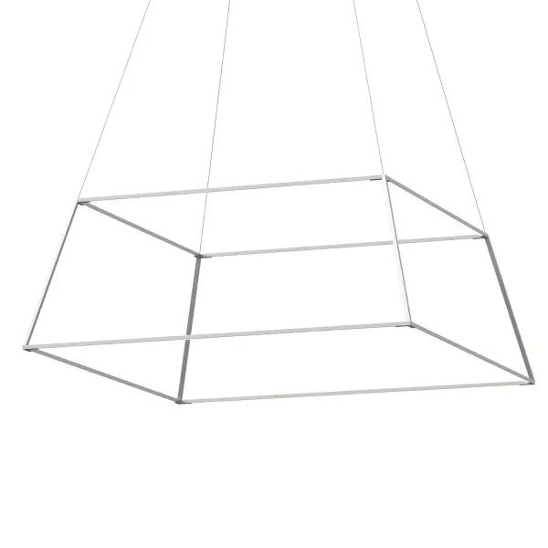 The Z-Bar Rise Square delivers architectural drama with independently rotating LED bars that create customizable lighting configurations. Its substantial 50.5-inch square footprint and tiered design make a bold statement over large dining tables and conference spaces.