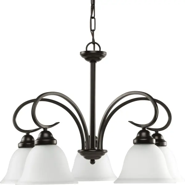 Five-Light Chandelier with Etched Glass - Image 1