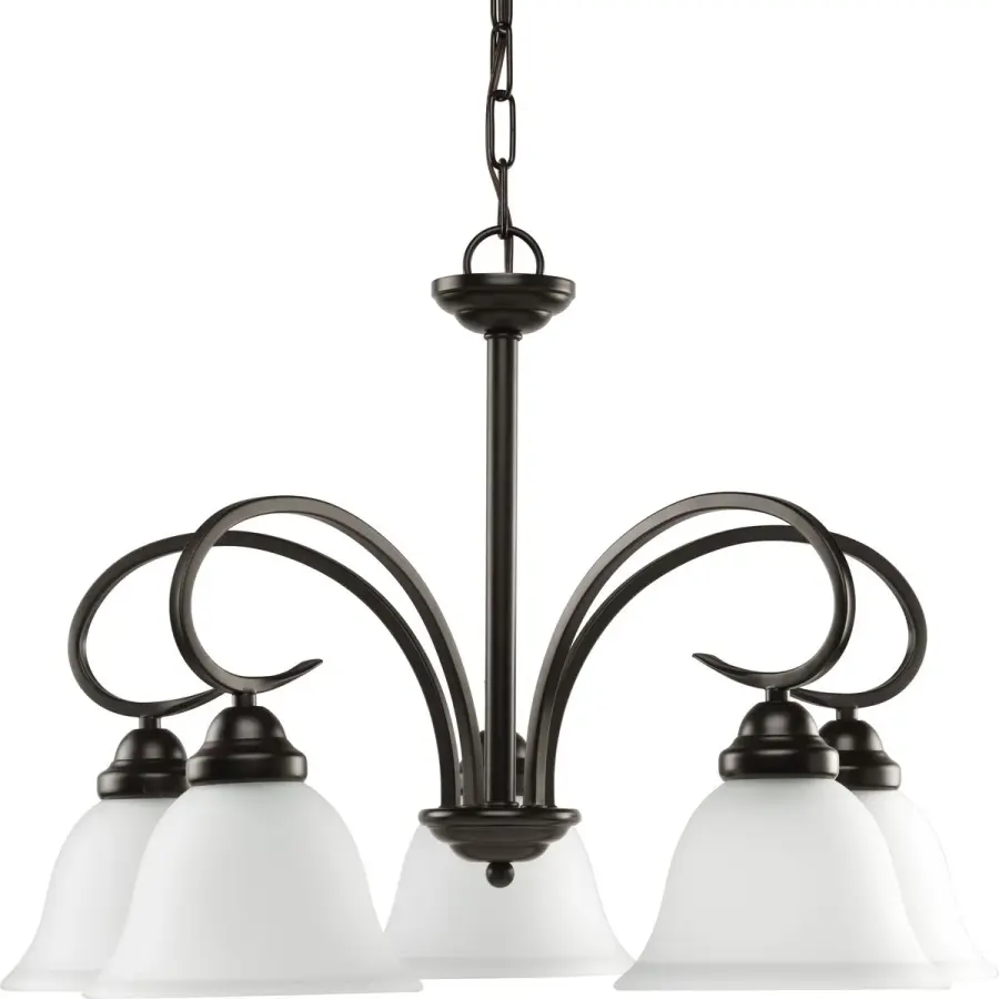 Five-Light Chandelier with Etched Glass - Image 1
