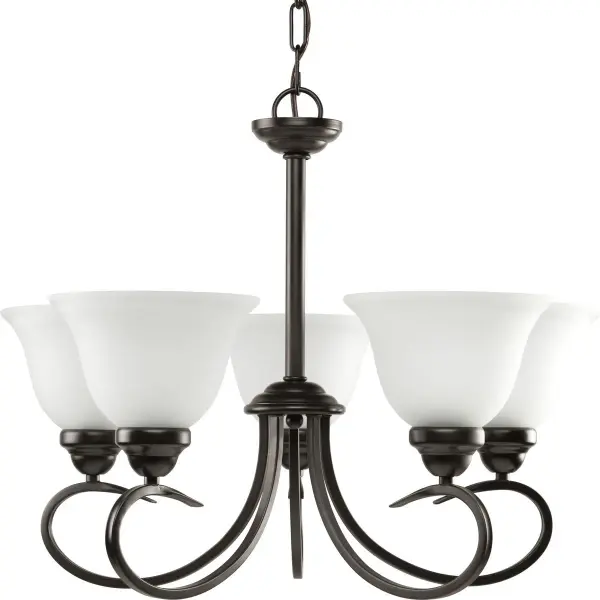 Five-Light Chandelier with Etched Glass - Image 1
