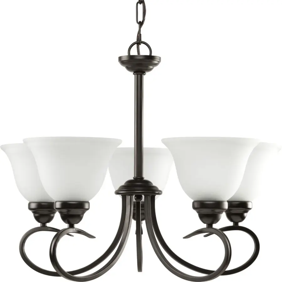 Five-Light Chandelier with Etched Glass - Image 1