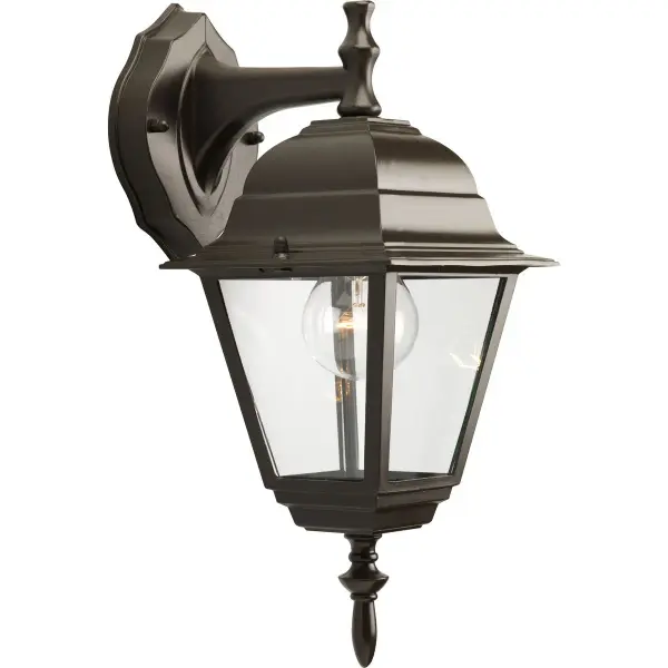 This compact bronze wall lantern delivers classic styling at an exceptional value point. JA8 and Title 22 compliant for California installations, it's ideal for residential outdoor lighting needs. - alternate view