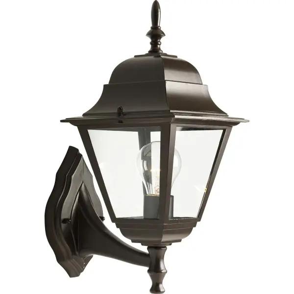 A traditional one-light wall lantern in bronze finish, ideal for residential outdoor applications. JA8 and Title 22 compliant, offering reliable illumination with timeless styling at an accessible price point. - alternate view