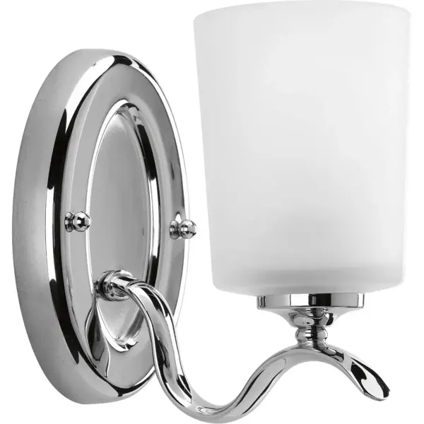 The Inspire Collection offers timeless traditional styling with brushed nickel finish and etched glass shade. JA8 compliant for California energy standards, this compact fixture provides focused task lighting ideal for smaller bathrooms.