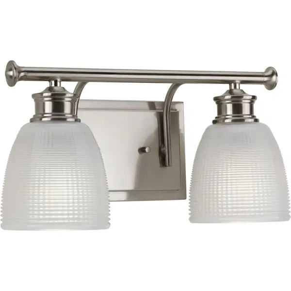 The Lucky Collection brings coastal charm to bathroom lighting with its two-light design and brushed nickel finish. JA8 compliant for California energy standards, this vanity fixture offers both style and efficiency. - alternate view