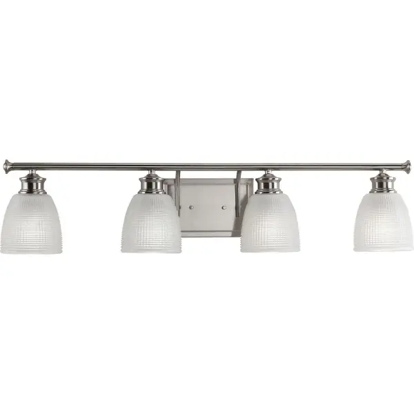 The Lucky Collection brings coastal elegance to bathroom lighting with four lights providing ample illumination. The brushed nickel finish offers durability and timeless appeal, perfect for modern and transitional bathrooms. - alternate view