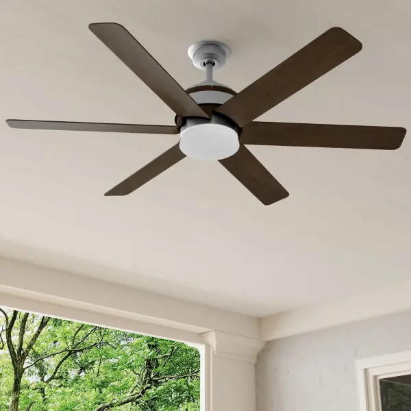 The Kaysville combines urban industrial design with modern LED efficiency in a versatile 56-inch ceiling fan. Six blades and Title 24/JA8 compliance make it ideal for California installations and energy-conscious spaces.