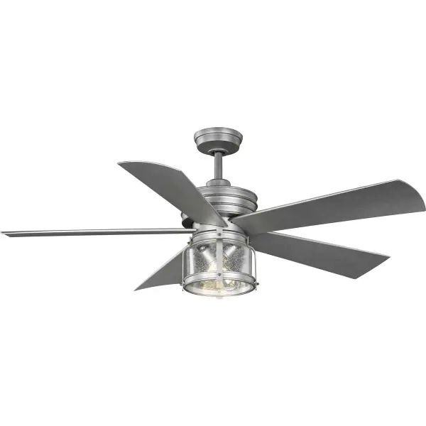The Midvale Collection ceiling fan combines coastal aesthetics with practical performance. Its 56-inch blade span and AC motor deliver reliable airflow for large rooms, while the satin white finish complements various decor styles. - alternate view