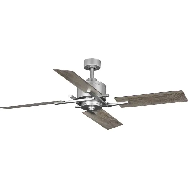 The Bedwin ceiling fan combines transitional styling with an industrial galvanized finish, making it ideal for large living spaces. Its 56-inch blade span provides excellent air circulation while the neutral finish complements various decor styles. - alternate view