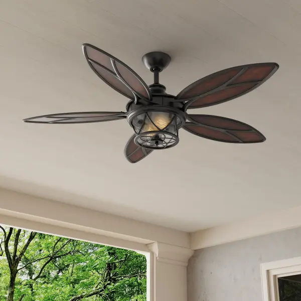 The Alfresco ceiling fan combines durability with coastal style, featuring a 54-inch blade span ideal for large rooms and outdoor spaces. JA8-compliant with weather-resistant construction for year-round performance. - alternate view
