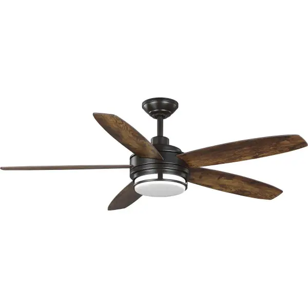 The Albin Collection combines transitional style with practical indoor/outdoor versatility. Its 54-inch blade span and Architectural Bronze finish make it ideal for large living spaces, bedrooms, and covered patios.