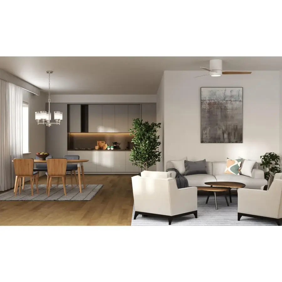 Sleek Mid-Century Modern Hugger Fan with Integrated LED Lighting - Image 6