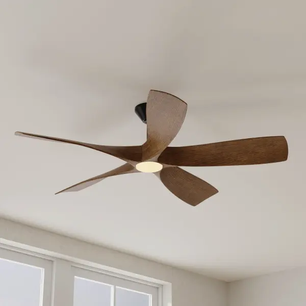 The Vernal 60" smart ceiling fan combines modern design with advanced technology, featuring WiFi connectivity, DC motor efficiency, and integrated LED lighting. Perfect for large indoor and outdoor spaces. - alternate view