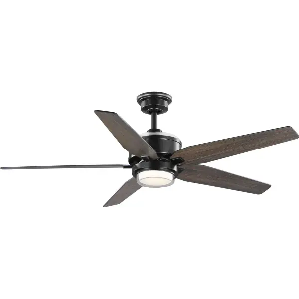 The Byars ceiling fan delivers powerful airflow with integrated LED lighting in a sleek transitional design. Its 54-inch blade span suits larger rooms, while the matte black finish and white opal shade provide timeless appeal. - alternate view