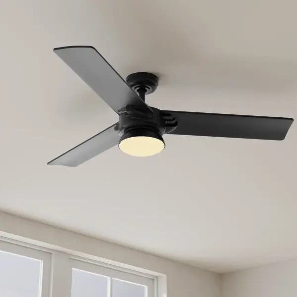 The Edwidge combines sleek 3-blade design with DC motor efficiency and integrated LED lighting. Title 24 and JA8 compliant, this 52-inch fan delivers powerful airflow for indoor and outdoor spaces with modern aesthetic appeal. - alternate view