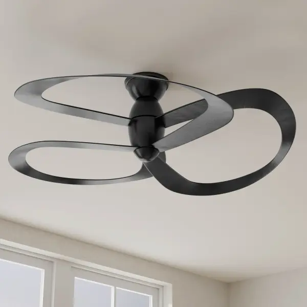 The Willacy 48" ceiling fan combines modern aesthetics with DC motor efficiency, making it ideal for contemporary spaces. Its painted nickel finish and clean 3-blade design suit both indoor and outdoor applications. - alternate view