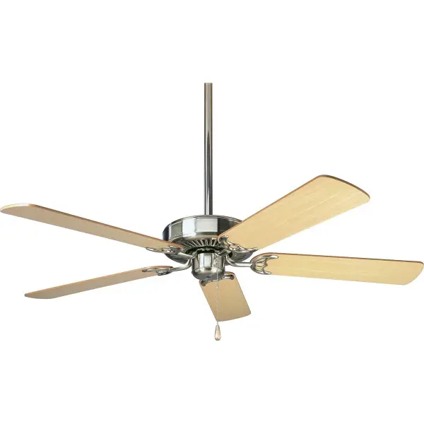 The AirPro ceiling fan combines classic 5-blade design with modern efficiency standards. JA8 and Title 22 compliant, this 52-inch fan delivers reliable airflow for medium to large rooms with a timeless brushed nickel finish.