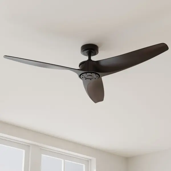 The Manvel ceiling fan combines industrial style with modern efficiency. Its 60-inch blade span and DC motor deliver powerful airflow for large spaces while maintaining energy efficiency. JA8-compliant for California installations.