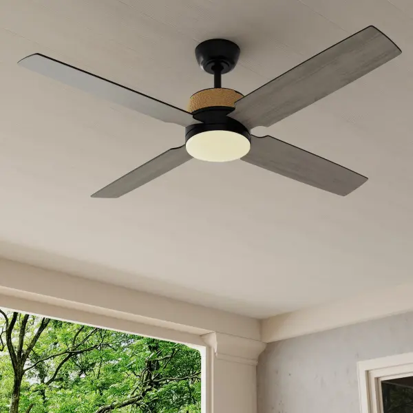 The Shaffer II combines coastal charm with modern functionality, featuring natural jute accents and integrated LED lighting. Its 56-inch span makes it ideal for larger spaces while maintaining energy efficiency with Title 24 and JA8 compliance. - alternate view