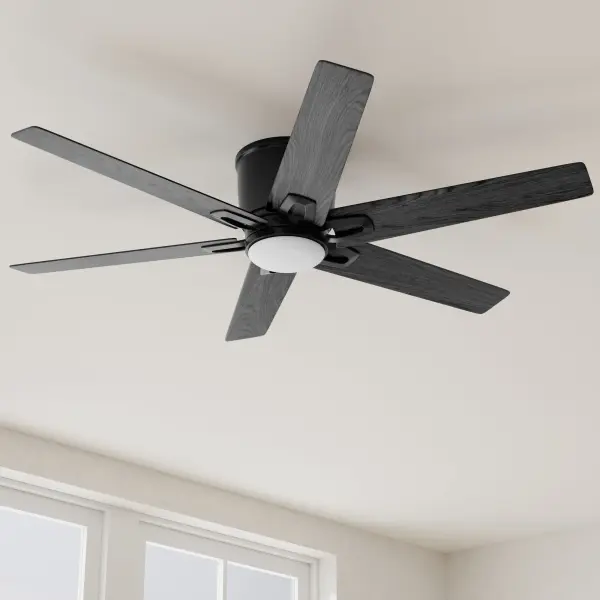 The Bexar ceiling fan combines modern efficiency with transitional style, featuring six blades and integrated LED lighting. Its 54-inch span makes it ideal for large rooms, while the brushed nickel finish complements diverse décor.