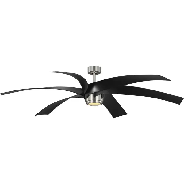 The Insigna 72-inch ceiling fan combines contemporary design with powerful airflow for large rooms. Its six-blade configuration and brushed nickel finish deliver both style and performance, with JA8 and Title 24 compliance. - alternate view