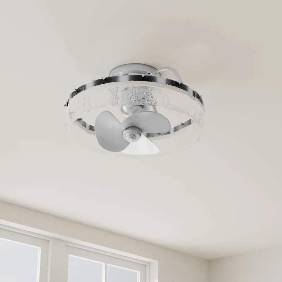 Fanin Collection Oscillating Three-Blade Ceiling Fan with Artisanal Glass - Image 1