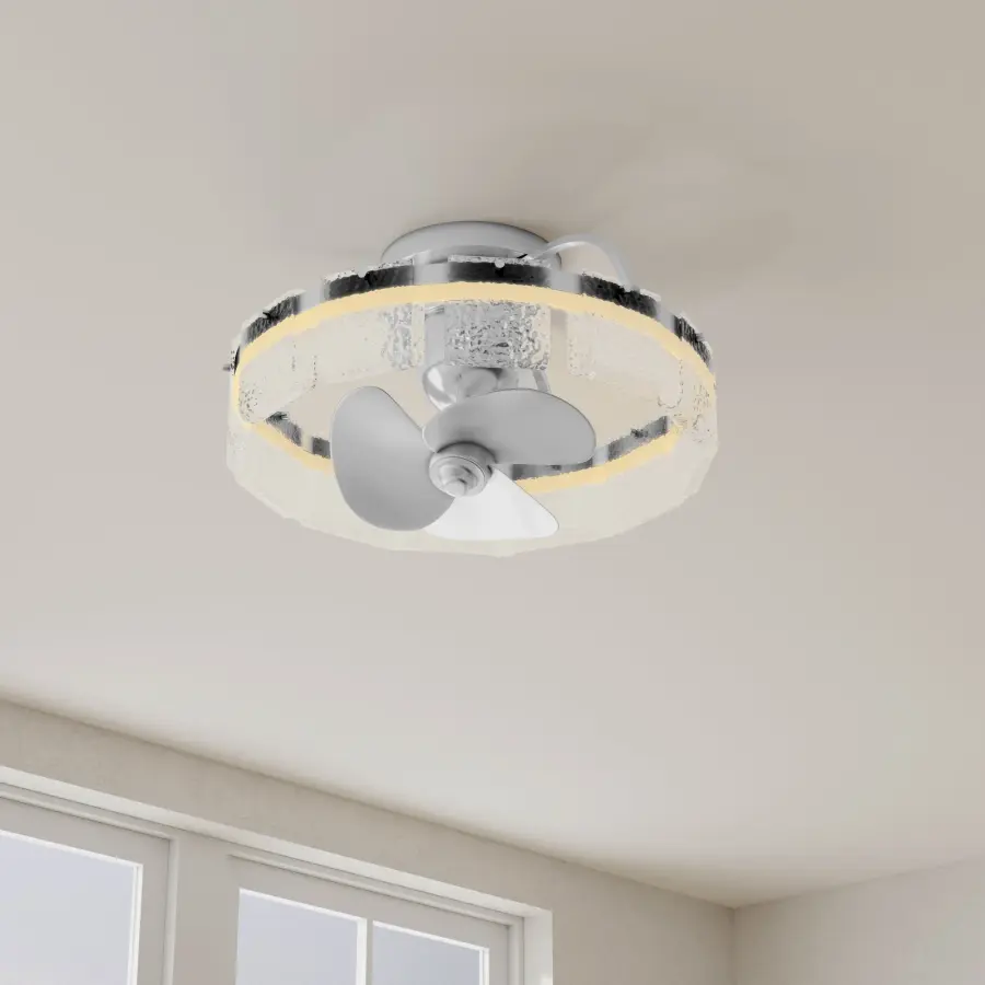 Fanin Collection Oscillating Three-Blade Ceiling Fan with Artisanal Glass - Image 2