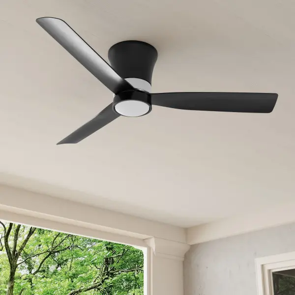 The Brant Collection ceiling fan combines sleek modern design with practical three-blade performance. Its brushed nickel finish and 52-inch span make it ideal for medium to large spaces, while Title 24/JA8 compliance ensures energy efficiency.