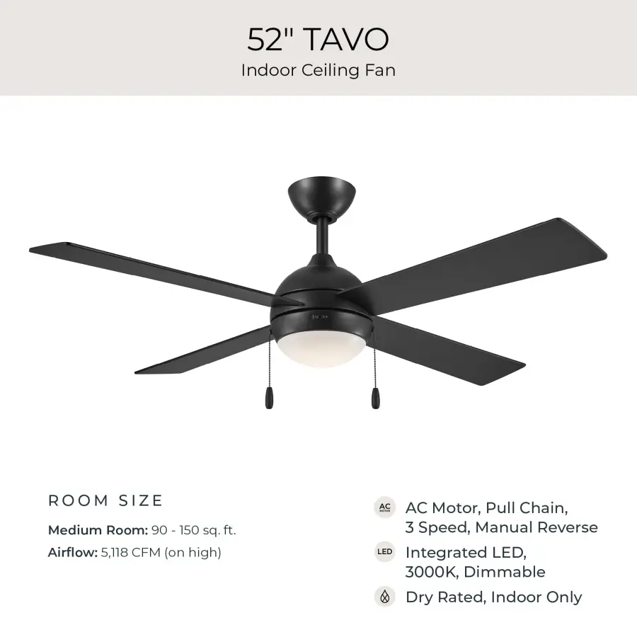 Tavo 52" Pull Chain Ceiling Fan - Image 26