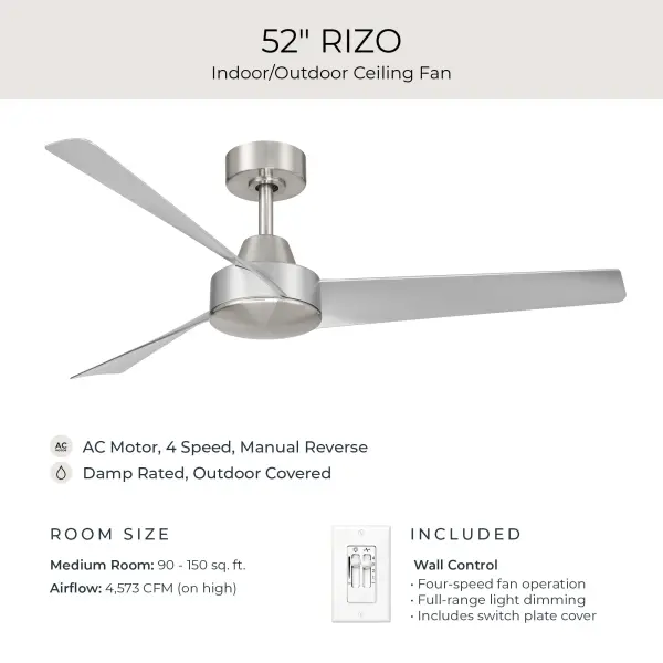 Rizo 52" Brushed Nickel Ceiling Fan - Image 14