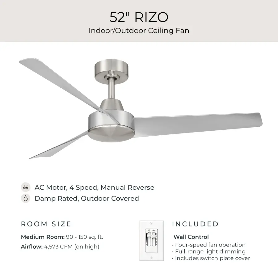 Rizo 52" Brushed Nickel Ceiling Fan - Image 14