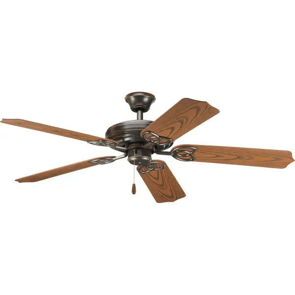 The AirPro Collection ceiling fan combines transitional styling with indoor/outdoor versatility. Its 52-inch blade span and Antique Bronze finish make it ideal for medium to large spaces requiring reliable air circulation. - alternate view