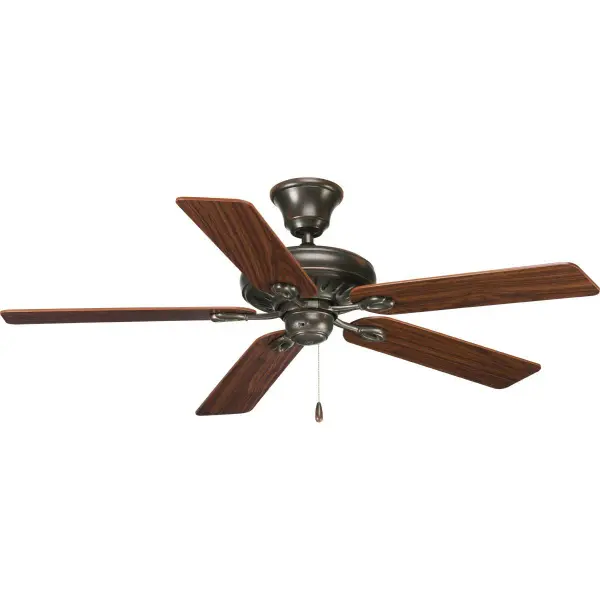 The AirPro Signature combines brushed nickel elegance with warm cherry blades for a sophisticated transitional look. JA8-compliant for California energy standards, this 52" fan delivers reliable airflow for medium to large rooms.