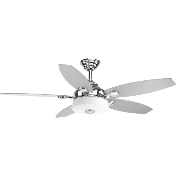 The Graceful Collection combines efficient airflow with energy-saving LED lighting in a sleek brushed nickel finish. Perfect for medium to large bedrooms and living spaces, this 5-blade fan offers reliable performance. - alternate view