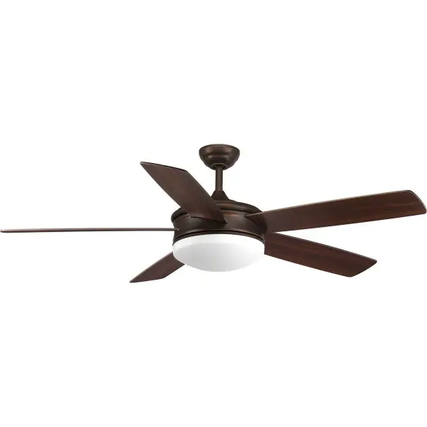 The Fresno 60-inch ceiling fan combines contemporary styling with practical performance for larger spaces. Its brushed nickel finish and 5-blade design deliver efficient air circulation while meeting Title 24 and JA8 energy standards.