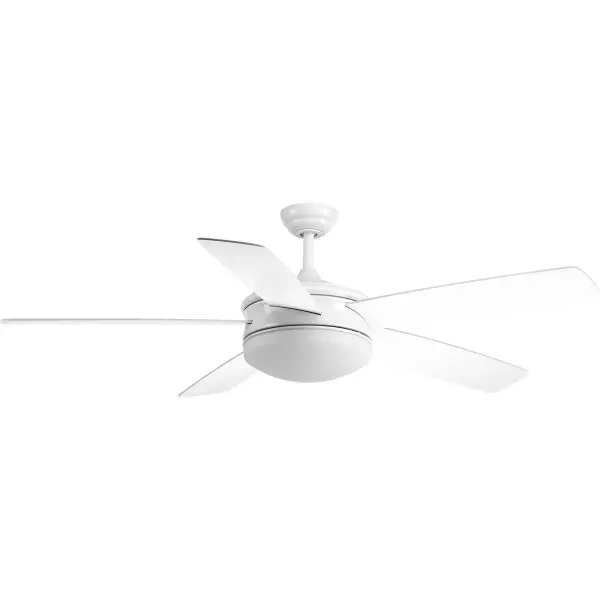 The Fresno 60-inch ceiling fan combines contemporary styling with practical performance for larger spaces. Its brushed nickel finish and 5-blade design deliver efficient air circulation while meeting Title 24 and JA8 energy standards. - alternate view