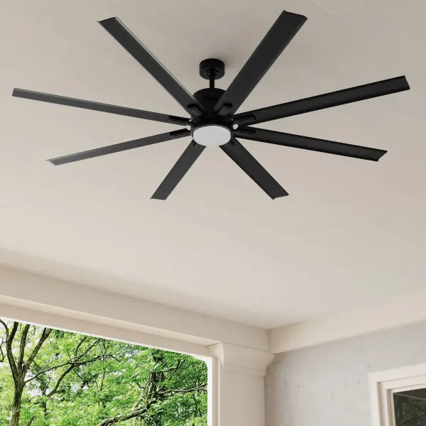 The Vast Collection delivers powerful airflow for large spaces with its eight-blade design and integrated 18W LED lighting. Title 24 and JA8 compliant, this oversized fan combines energy efficiency with contemporary style.