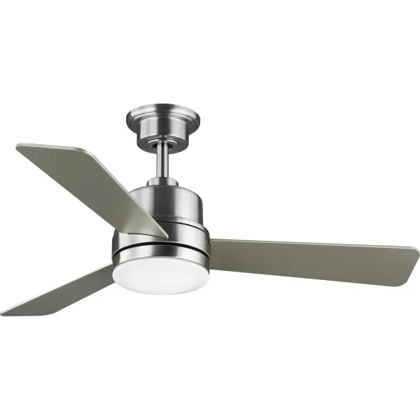 The Trevina II combines sleek brushed nickel finish with efficient three-blade design, perfect for medium-sized residential spaces. Title 24 and JA8 compliant for California energy standards.