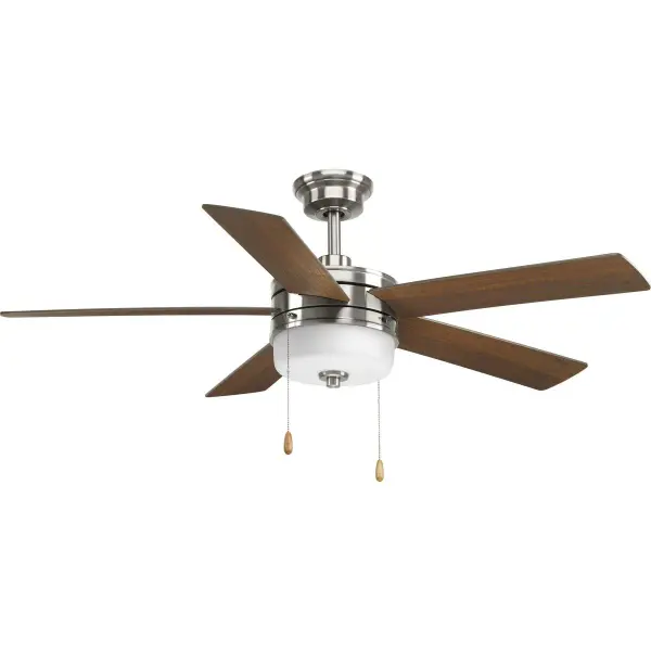 The Verada combines classic five-blade design with modern LED efficiency in a brushed nickel finish. Title 24 and JA8 compliant, this 52-inch fan delivers reliable performance for medium to large rooms with transitional décor. - alternate view