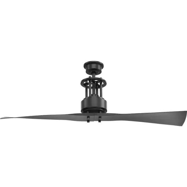 The Spades Collection 56" ceiling fan brings contemporary sophistication with its striking two-blade design and graphite finish. JA8-compliant for energy efficiency, this large-scale fan delivers powerful airflow while making a bold design statement in modern spaces. - alternate view