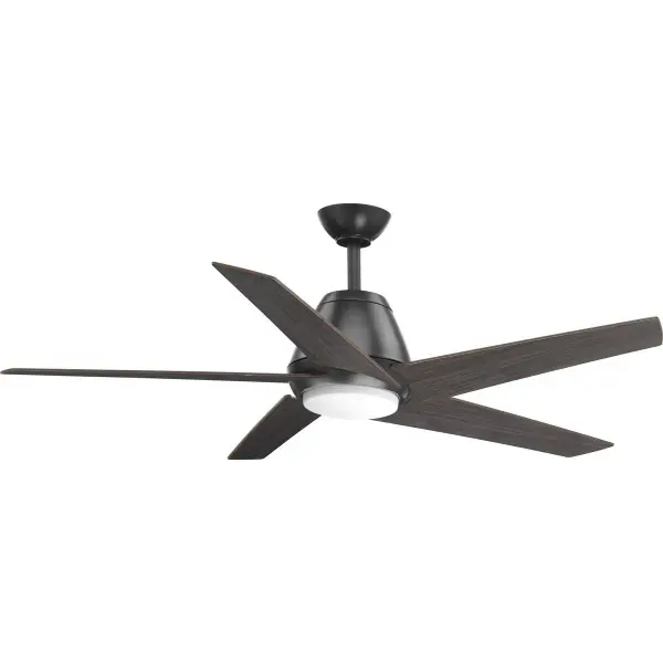 The Gust Collection ceiling fan combines contemporary styling with practical functionality. Its 54-inch blade span and brushed nickel finish make it ideal for larger rooms, while integrated LED lighting and Title 20/24 compliance ensure energy efficiency. - alternate view