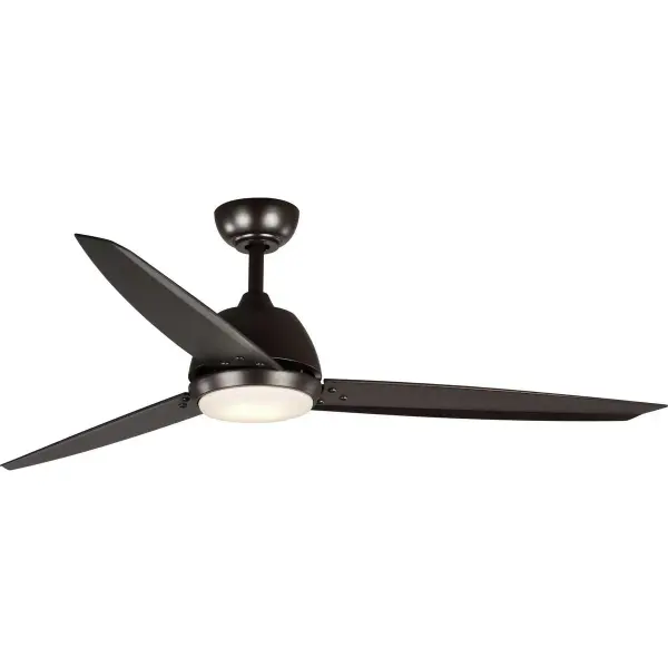 The Oriole 60-inch ceiling fan combines contemporary design with practical functionality. Its brushed nickel finish and three-blade configuration deliver efficient air circulation for large spaces while the integrated LED light provides energy-efficient illumination. Title 24 and JA8 compliant for California installations.