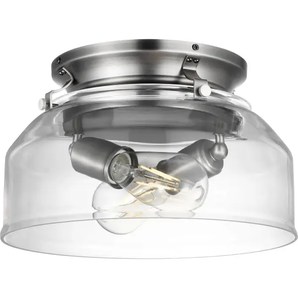 The Springer Collection light kit brings farmhouse elegance to any ceiling fan with clear glass shades and antique nickel finish. JA8 and Title 22 compliant for California installations, perfect for residential spaces. - alternate view