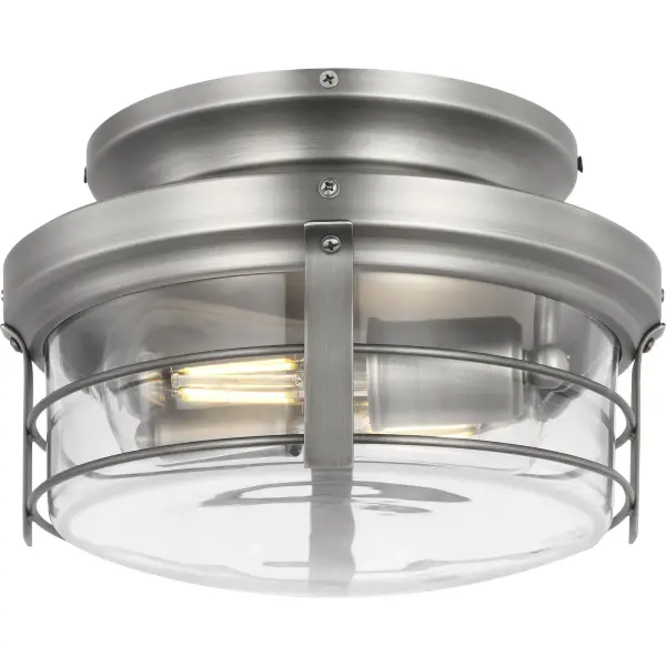 The Springer II light kit brings warm farmhouse charm to any ceiling fan with its antique nickel finish and classic glass shades. JA8 compliant for California energy standards, it's perfect for both indoor and outdoor spaces.