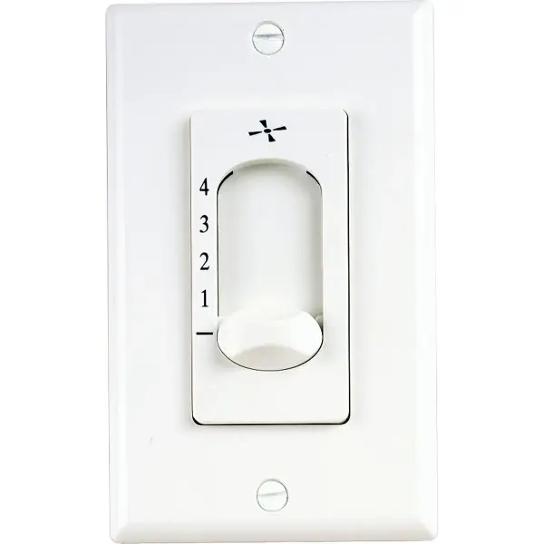 This wall-mounted control provides convenient four-speed operation for AirPro ceiling fans. Clean white finish integrates seamlessly with standard wall plates for unobtrusive functionality.
